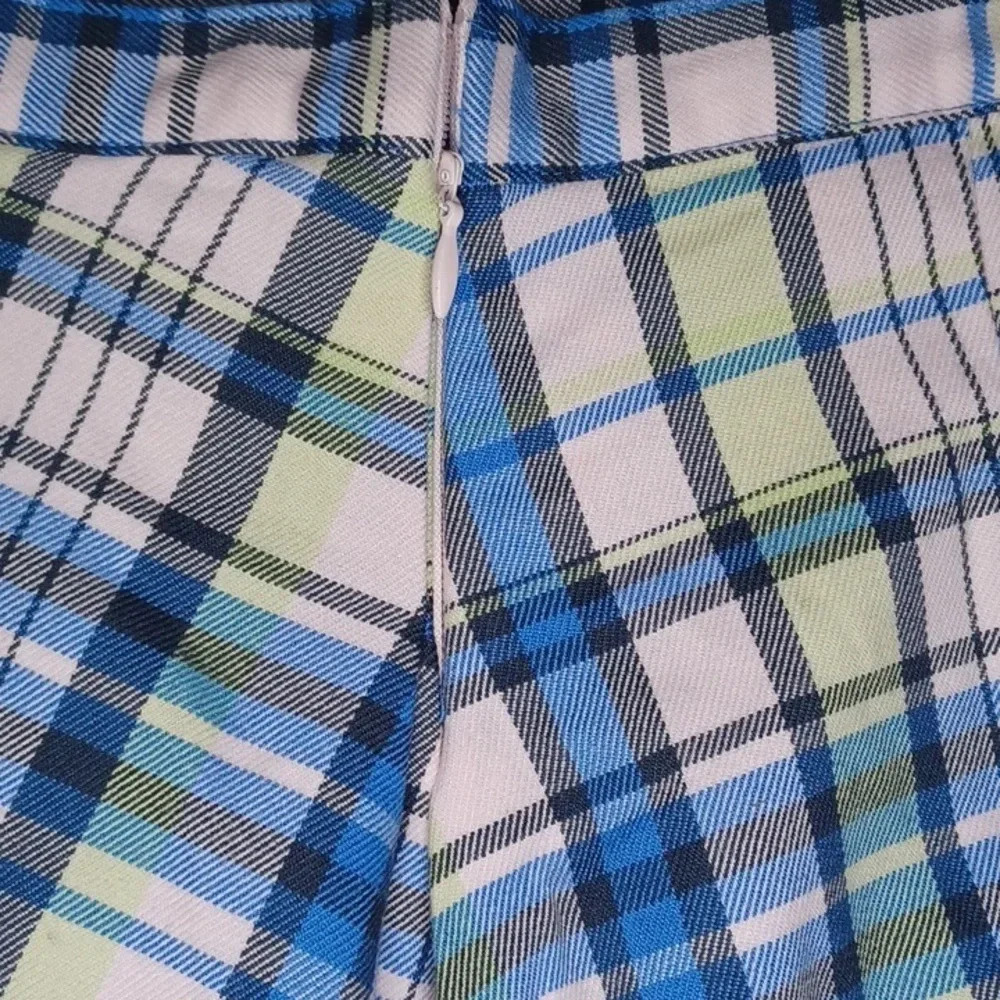 SO Plaid Y2K Preppy Coquette blue and white mini pleated skater skirt - Picture 4 of 5